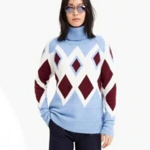 J. Crew Argyle Soft Yarn Oversize Sweater